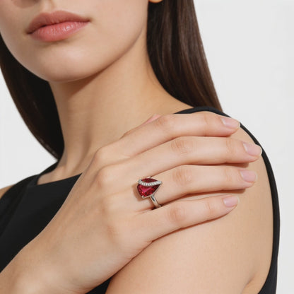 Crimson Teardrop Diamond Ring
