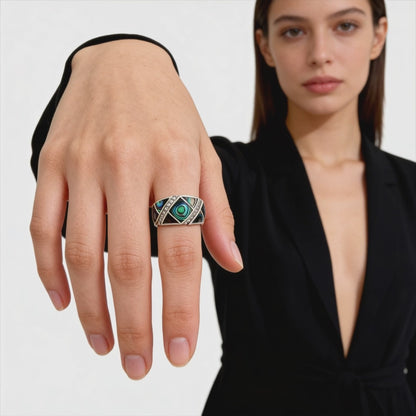 Peacock Aura Band Ring