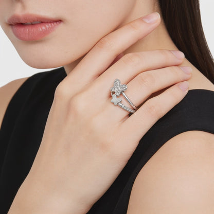 Butterfly Charm Split Band Ring