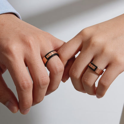 Black & Rose Gold Classic Couple Rings 925