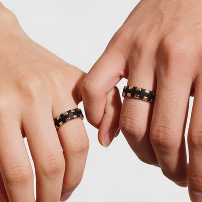 Black & Rose Gold Couple Bands 925 silver
