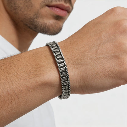 Urban Grid Oxidized Bracelet
