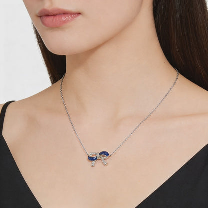 Blue Sapphire Bow Diamond Necklace