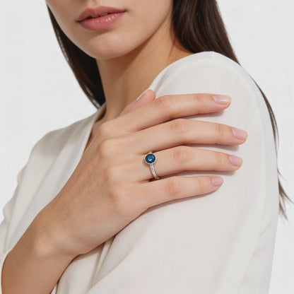 Azure Solitaire Silver Ring