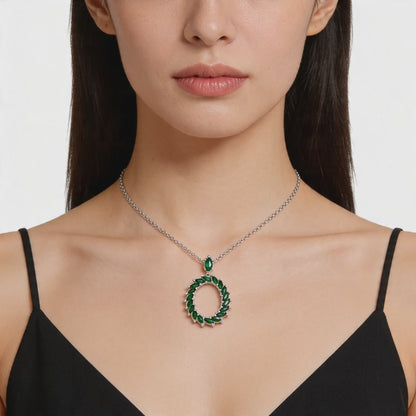 Emerald Halo Grace Pendant