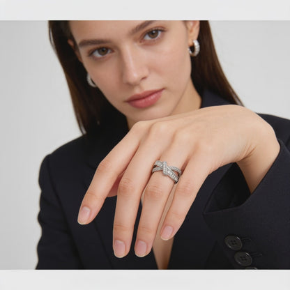 Crisscross Baguette Diamond Ring
