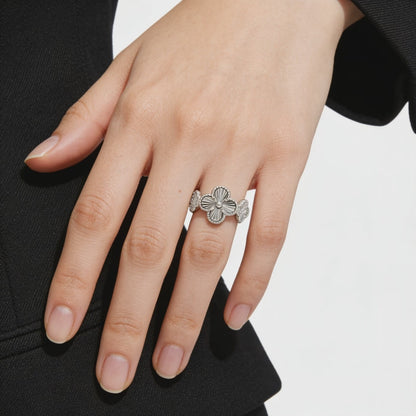 Floral Clover Charm Ring