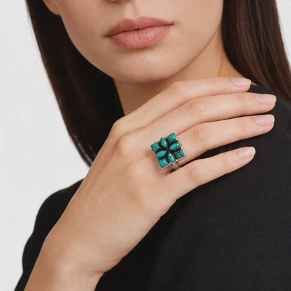 Turquoise Bloom Statement Ring