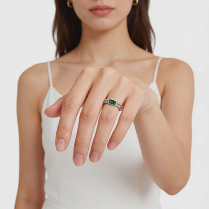 Emerald Twist Adjustable Ring
