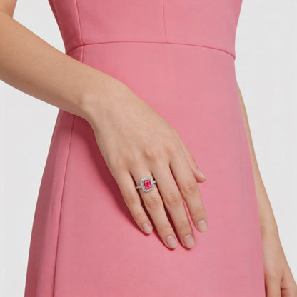 Elegant pink ruby and diamond ring