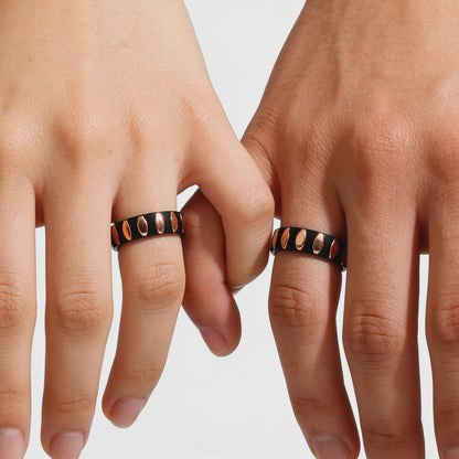 Black & Rose Gold Teardrop Couple Rings 925 silver