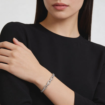 Sterling silver diamond bangle