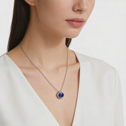 Classic Blue Solitaire Pendant Necklace