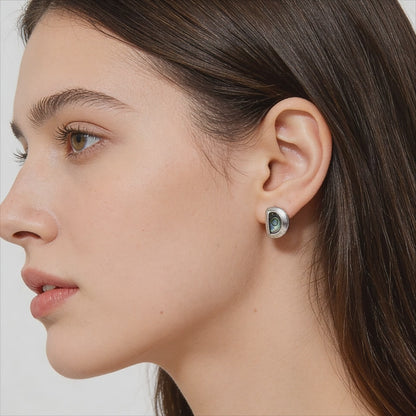 Ocean Aura Shell Stud Earrings