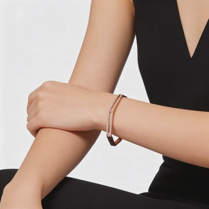 Elegant rose silver cuff bracelet