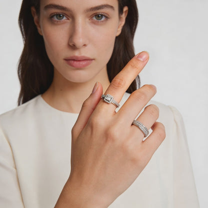 Duo Radiance Halo Ring Set