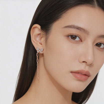 Butterfly Chain Drop Diamond Earrings