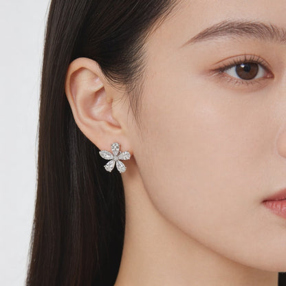 Crystal Bloom Diamond Stud Earrings