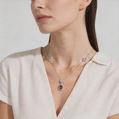 Regal Ruby Hexa Drop Necklace