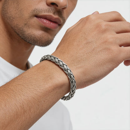 Classic Braided Silver Men’s Bracelet