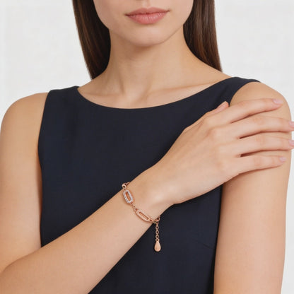 Elegant rose silver bracelet with diamonds
