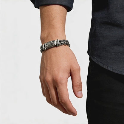 Vintage Engraved Men’s Chain Bracelet