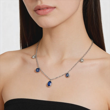 Sapphire Drop Charm Necklace