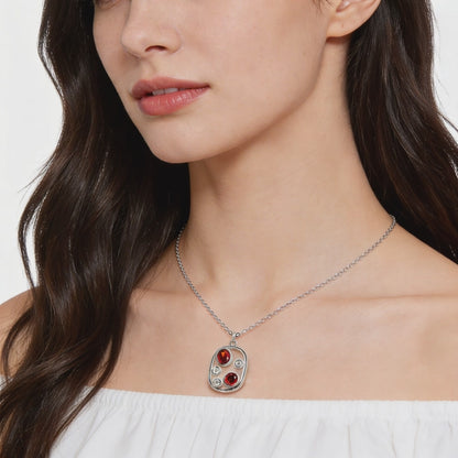 Crimson Aura Pendant Necklace