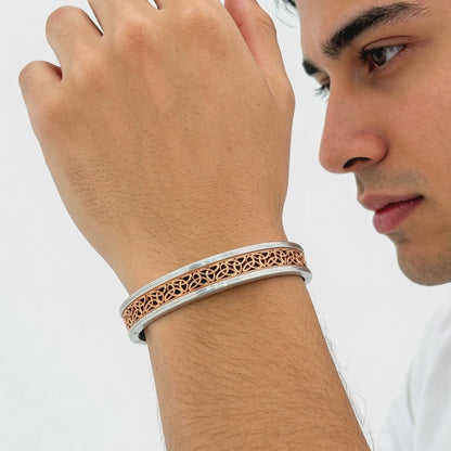 Dual Tone Filigree Classic Men’s Bracelet
