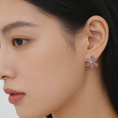 Rosy Bloom Petal Stud Earrings