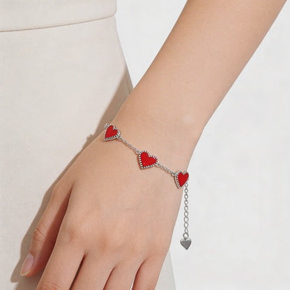 Red heart charm bracelet "Emily"