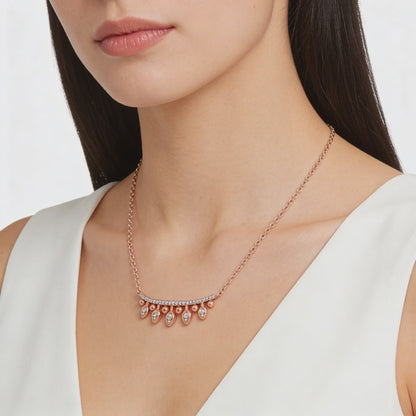 Rose Gold Diamond Fringe Bar Necklace
