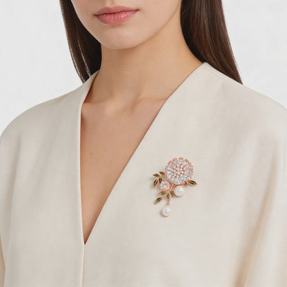 Floral Radiance Pearl Brooch