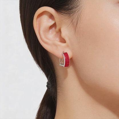 Crimson Grid Hoops
