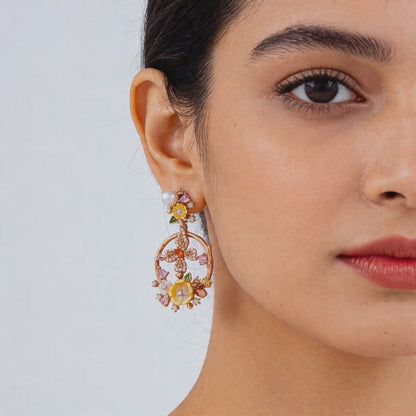 Floral Radiance Hoop Drops