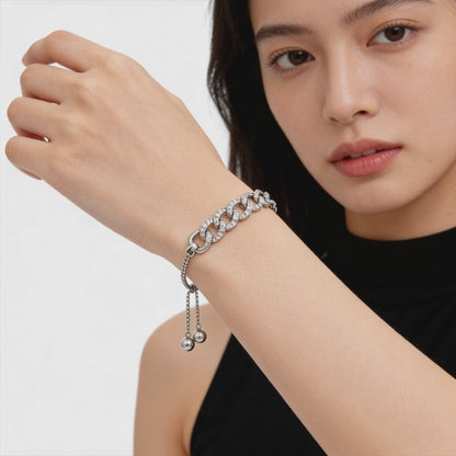 Silver Crystal Link Chain Bracelet