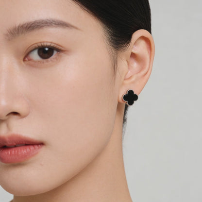Midnight Clover Stud Earrings