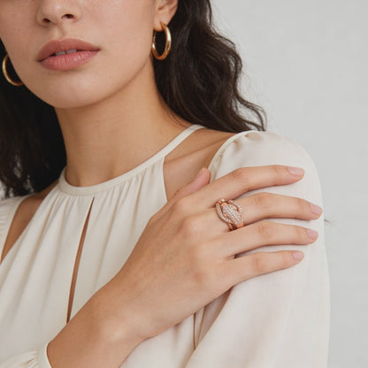 Elegant rose silver snake ring