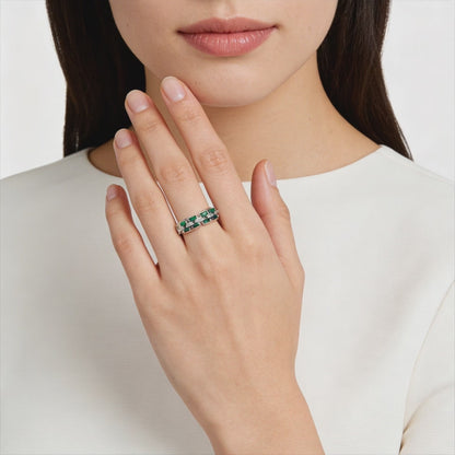 Emerald Elegance Dual Band Ring