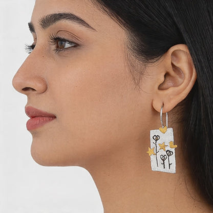 Celestial Key Charm Earrings