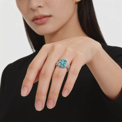 Aqua Radiance Cushion-Cut Ring