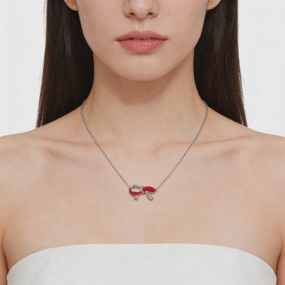 Ruby Bow Diamond Pendant Necklace