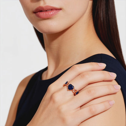 Royal Blue Heart Link Ring