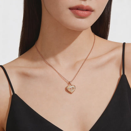 Blush Heart Bow Pendant Necklace