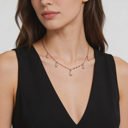 Rose silver  Teardrop Charm Necklace