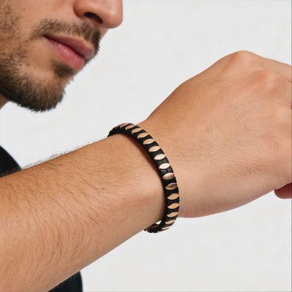 Noir Edge rose silver  Stud Men’s Bracelet