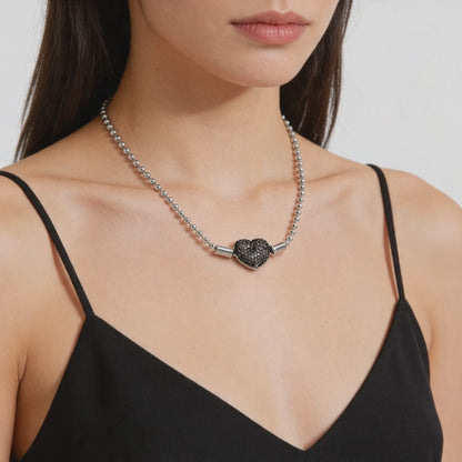 Midnight Spark Heart Necklace