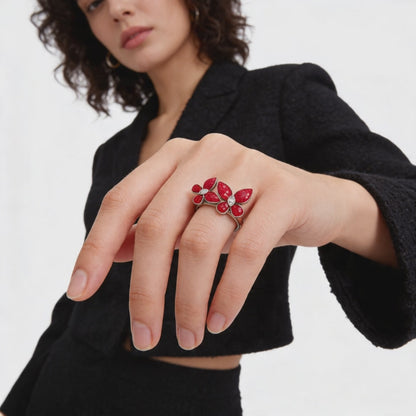 Ruby Bloom Duo Ring
