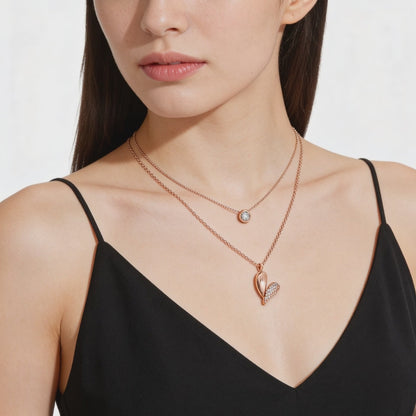Dual Layer Diamond Heart Necklace