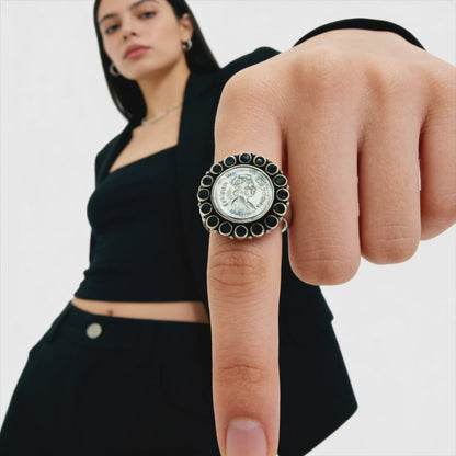 Victoria Noir Coin Ring